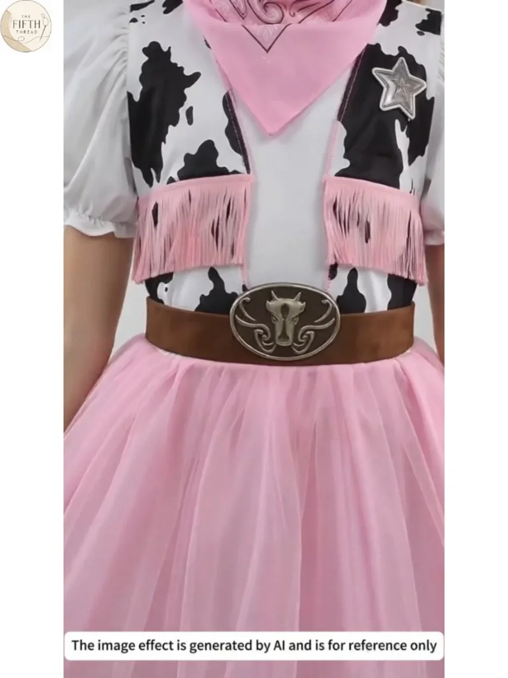 Girls Cowgirl Costume 3-Piece Set Hat Bandanna Tulle Dress